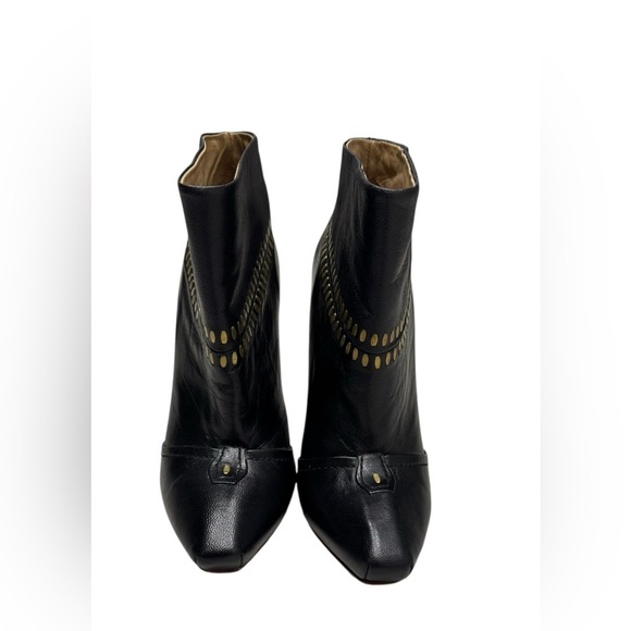 Women’s L.A.M.B. Black Leather W/ Gold Accent Studded Stiletto Booties: Size 6 - Picture 3 of 9